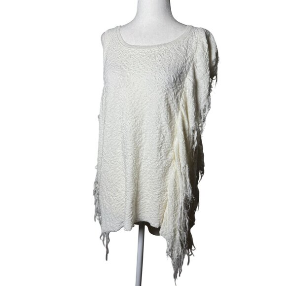 NEW Free People M Ivory Textured Fringe Knit Tank Top Sweater Boho Chic Design - Picture 3 of 15